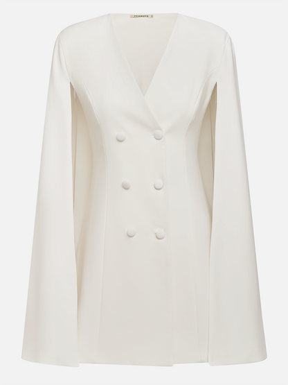 White Buckle Blazer V Neck Sleeveless A-Line Mini Homecoming Dress