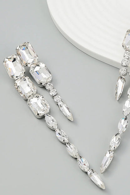 Drill Rhinestone Glass Fringe Earrings