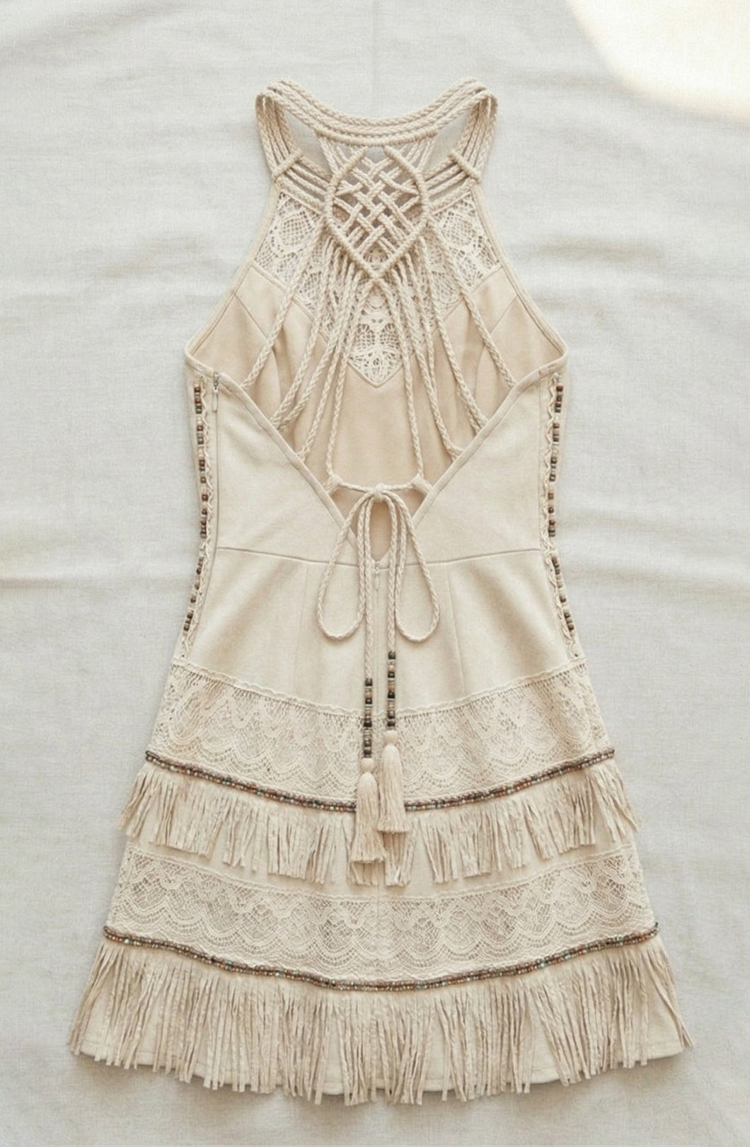 Cotton Boho Embroidered Lace Mini Dress