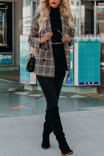 Brown Check Bird Check Coat
