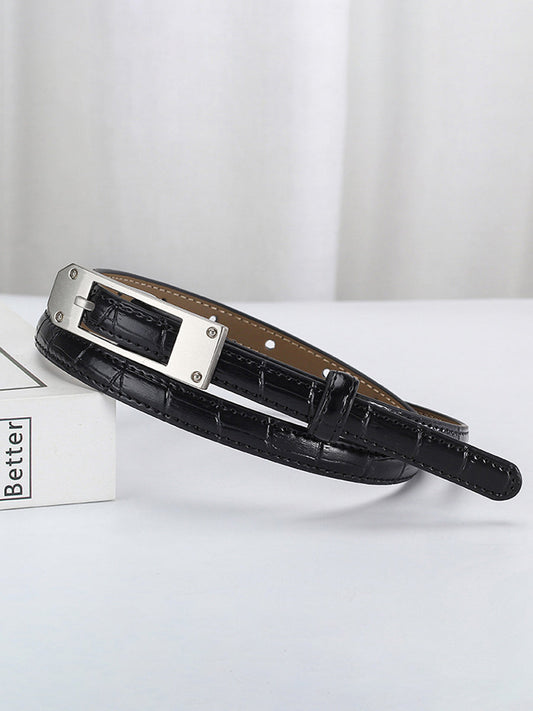Women's Fashionable Alligator Leather Thin Belt MDA0196H6Y