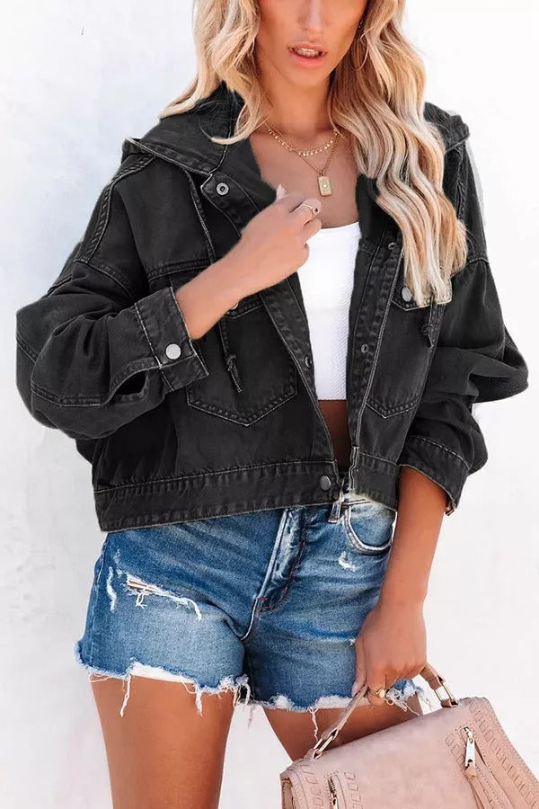 Let's Do This Cotton Blend Pocketed Hooded Jacket