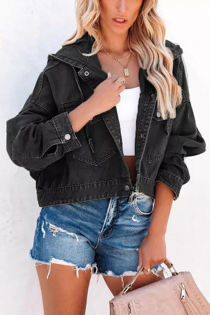 Let's Do This Cotton Blend Pocketed Hooded Jacket