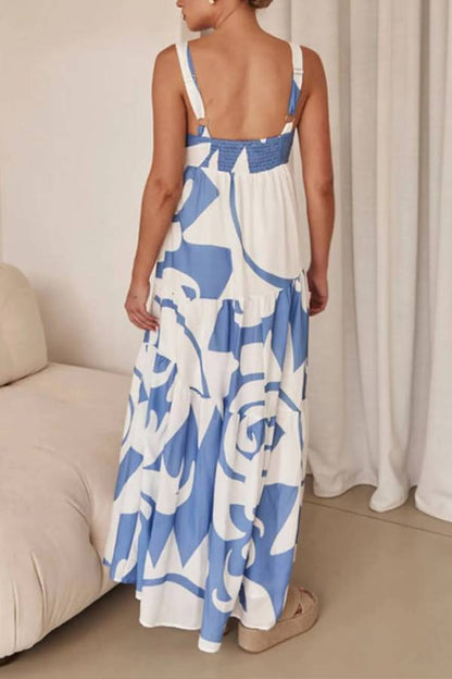 Bohemian Geometric Print Maxi Dress