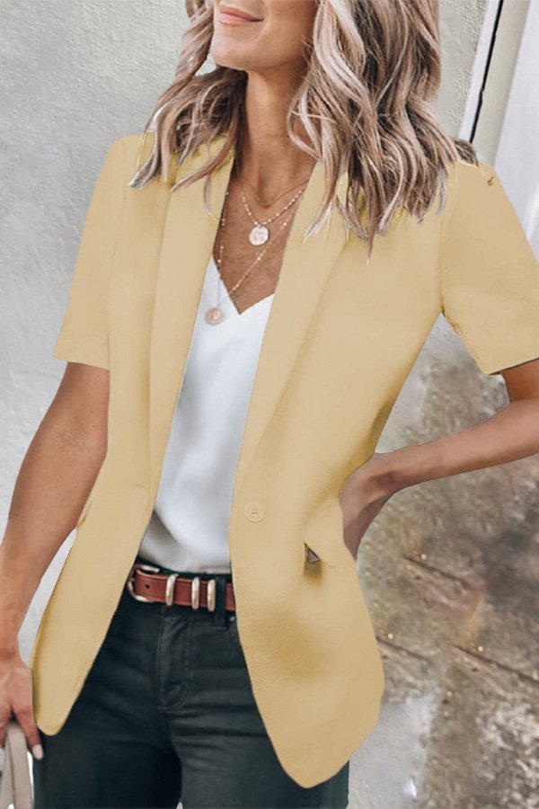 Casual Lapel Short Sleeve Plain