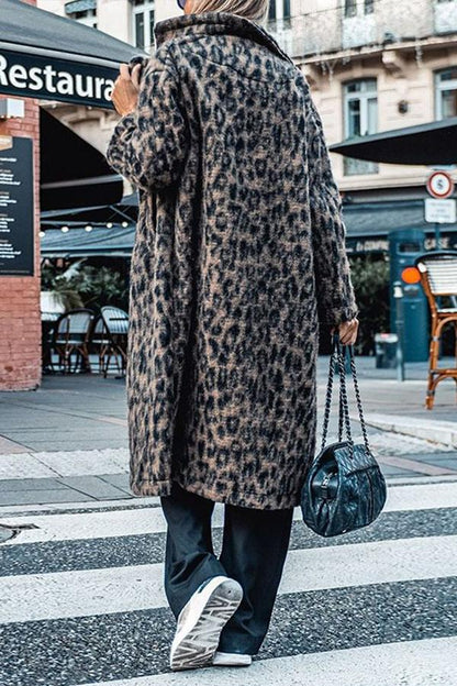 Leopard Printing Casual Lapel Coat