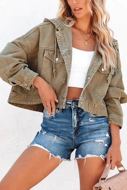 Let's Do This Cotton Blend Pocketed Hooded Jacket