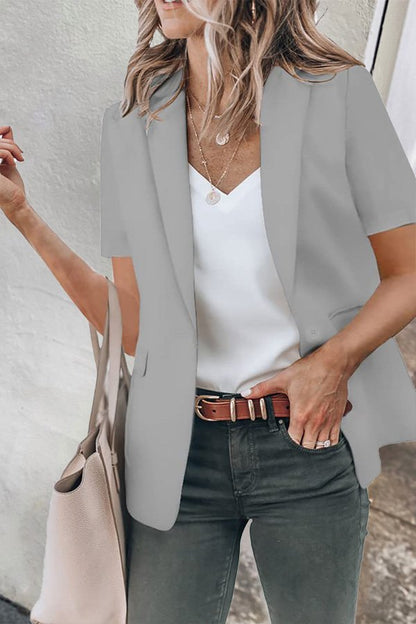 Casual Lapel Short Sleeve Plain