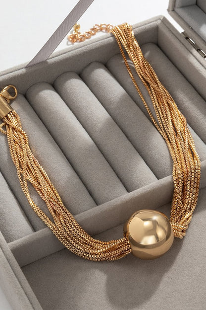 Mental Ball Tiered Chain Punk Necklace Bracelet