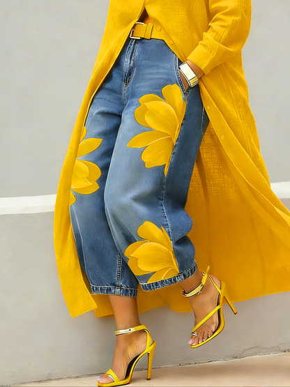 Casual Artistic-print Jeans
