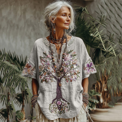 Women's Tree Of Life Floral Art Comfy Shirt 3a04