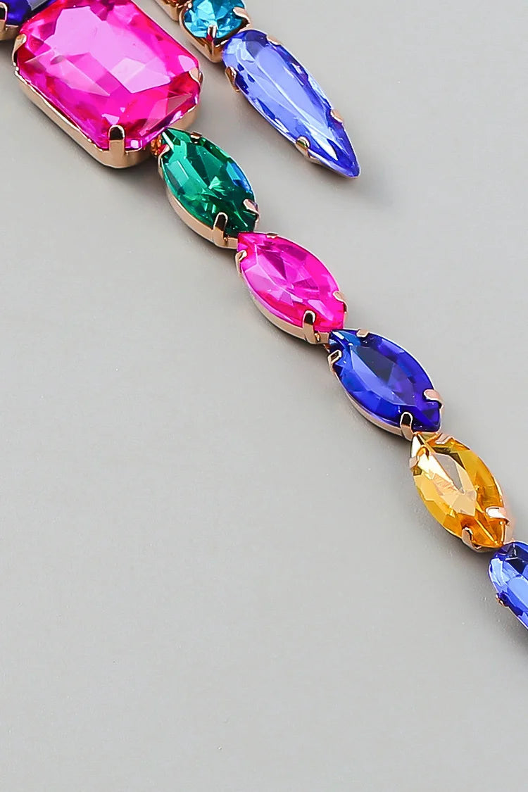 Drill Rhinestone Glass Fringe Earrings