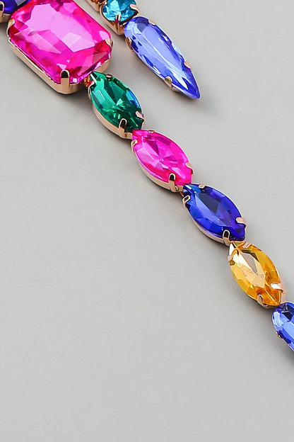 Drill Rhinestone Glass Fringe Earrings