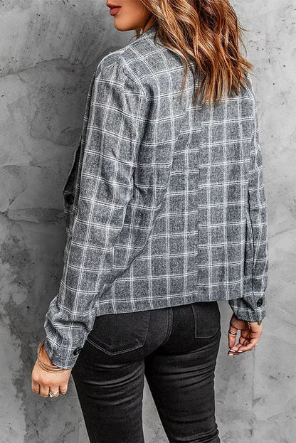 Greatness with Time Plaid Padded Shoulder Blazer