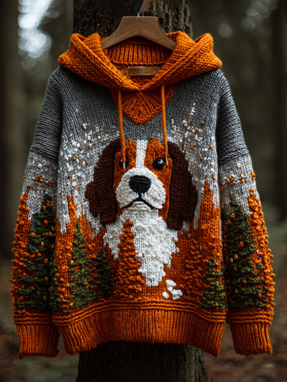 Women's Vintage Halloween Dog Embroidered Print Hoodie