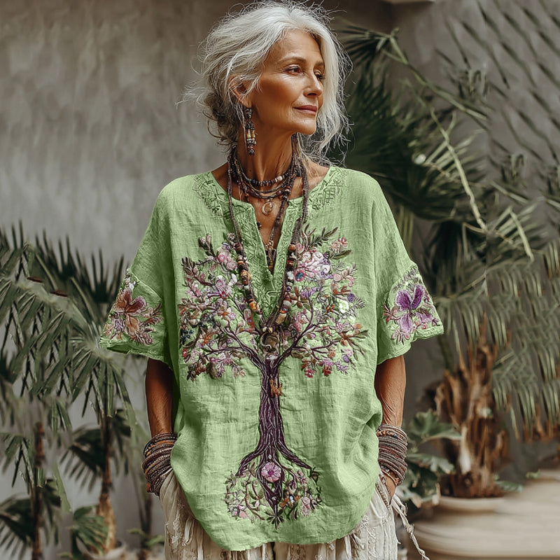 Women's Tree Of Life Floral Art Comfy Shirt 3a04