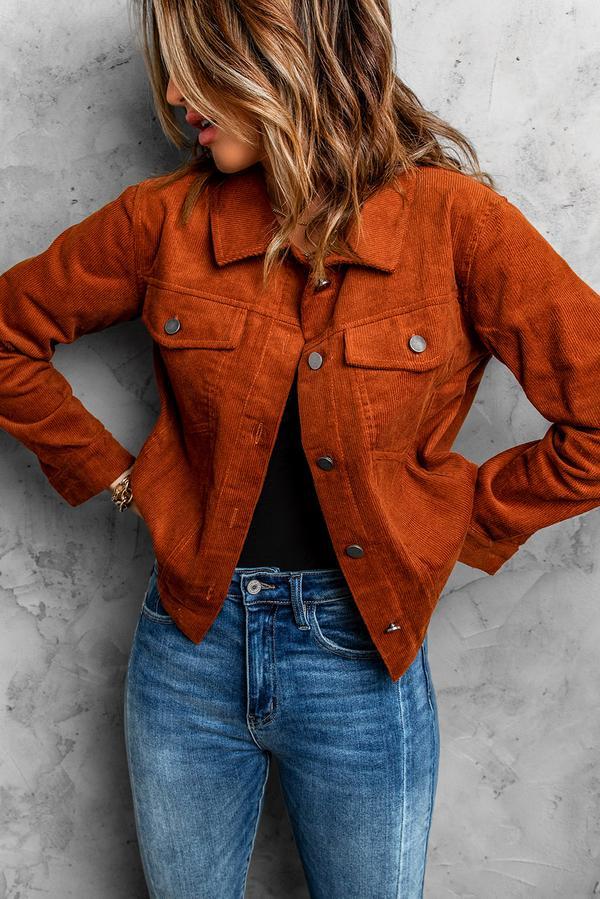Corduroy Button-Down Jacket with Pocket