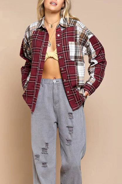 Check Single-breasted Button Casual Shirt