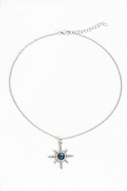 Fashionable Rhinestone Decor Geometric Star Pendant Alloy Necklace