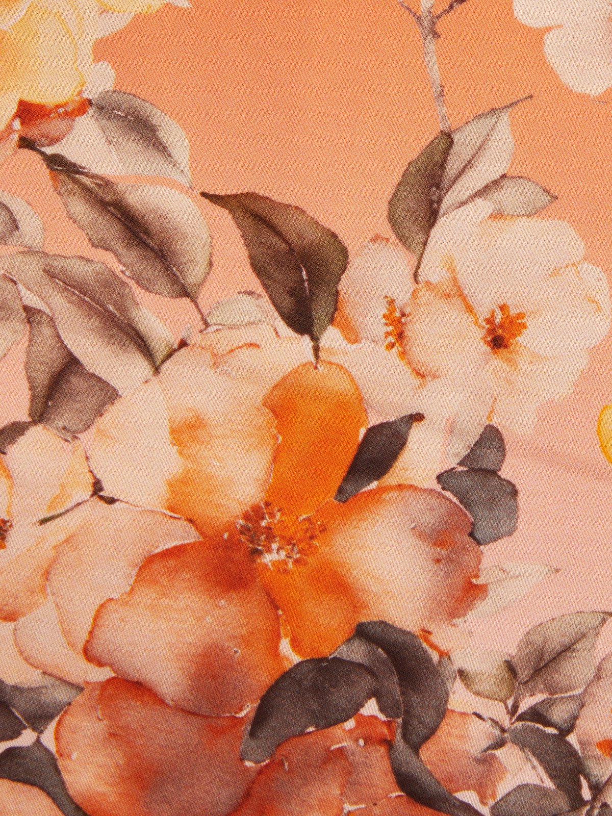 Orange Floral Chiffon V Neck Sleeveless A-Line Maxi Dress