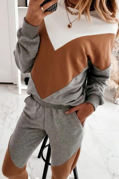 Colorblock Sporty Pants Suit