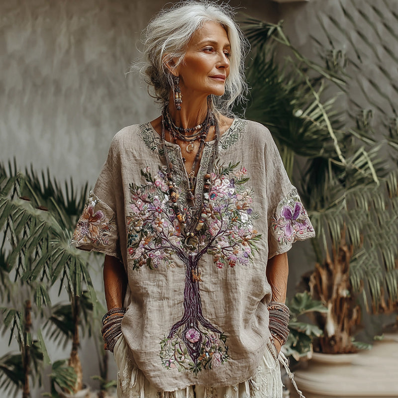Women's Tree Of Life Floral Art Comfy Shirt 3a04