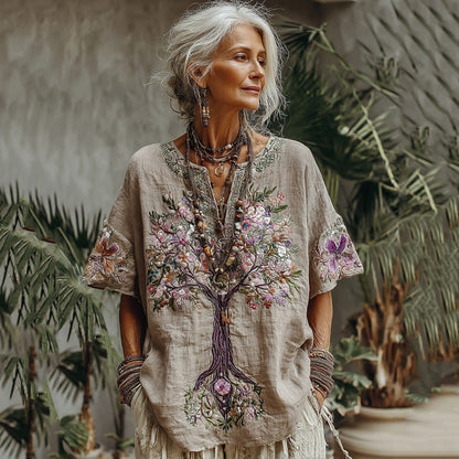 Women's Tree Of Life Floral Art Comfy Shirt 3a04