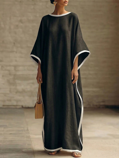 Elegant Trimmed Edge Loose Maxi Dress