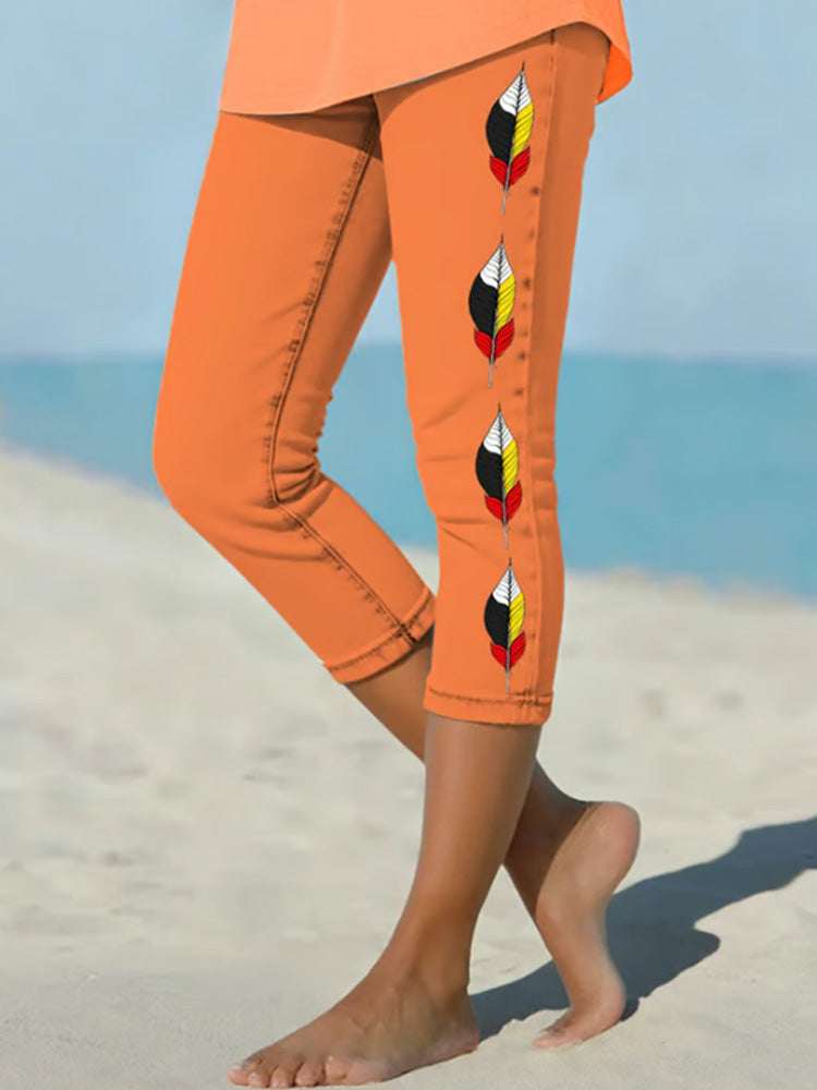 Women's Retro Every Child Matters Plumage Print Leggings 059a