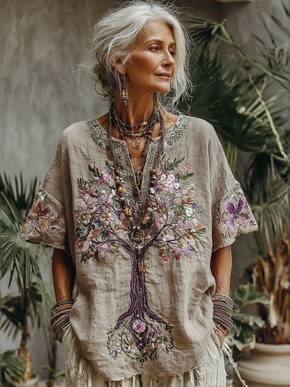 Women's Tree Of Life Floral Art Comfy Shirt 3a04