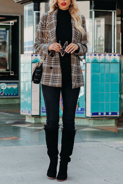 Brown Check Bird Check Coat