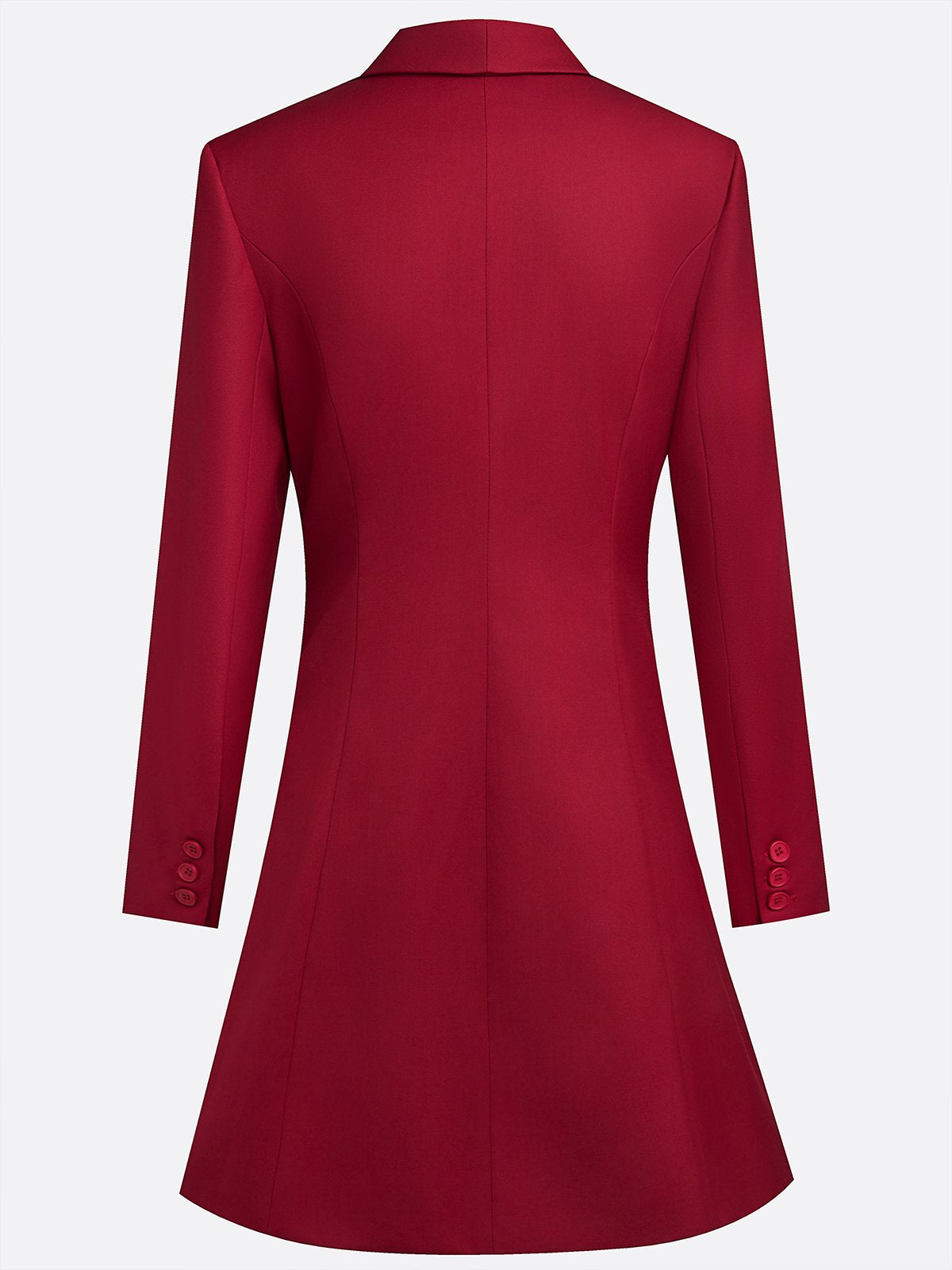 Burgundy 3D Floral Blazer Shawl Collar Long Sleeve A-Line Mini Dress