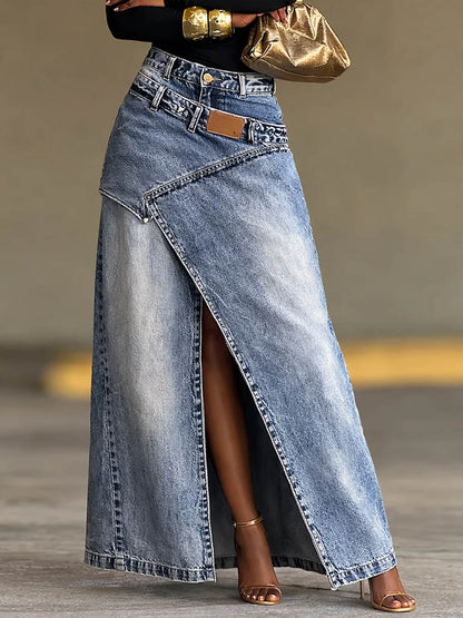 Women's High-waisted Loose-fit Casual Denim Skirt