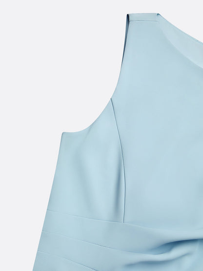 Light Blue 3D Floral Classic Boat Neck Sleeveless Sheath Gown Dress