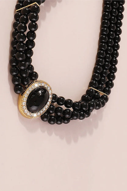 Elegant Layered Pearl Rhinestone Alloy Necklace