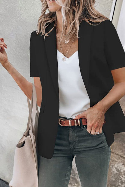 Casual Lapel Short Sleeve Plain