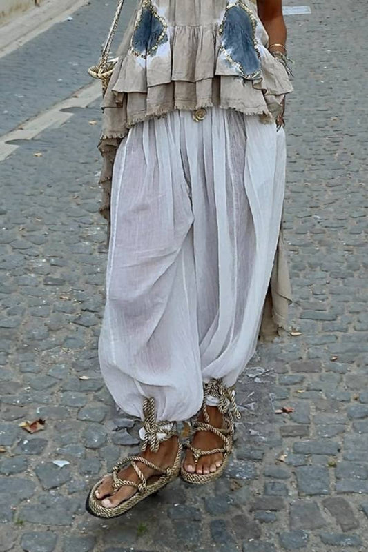 Bohemian Sheer Drawstring Harem Pants