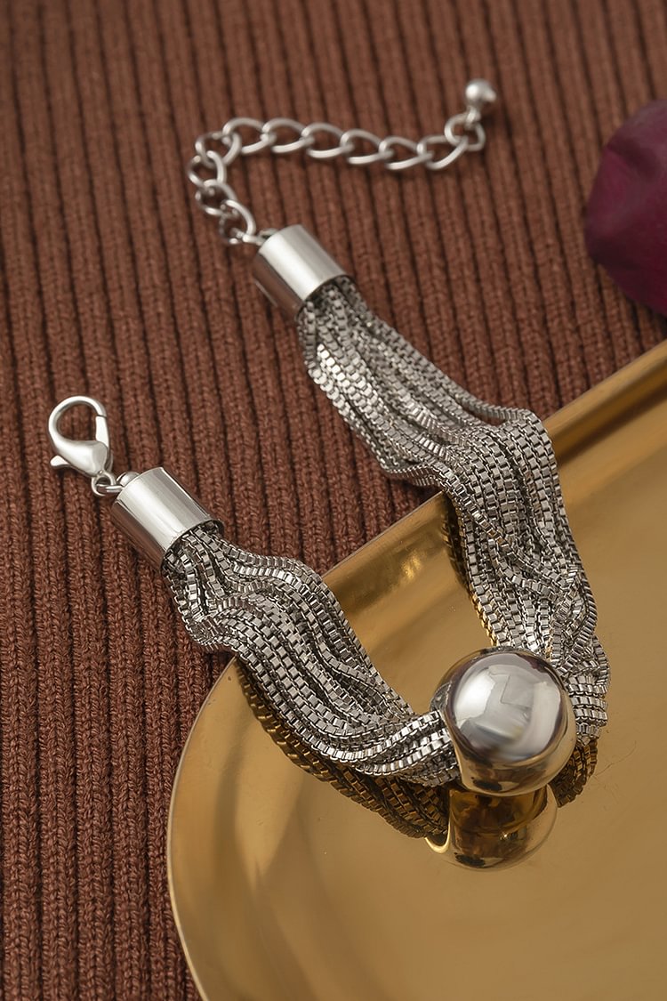 Mental Ball Tiered Chain Punk Necklace Bracelet