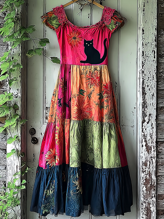 Summer Contrast Linen Dress 364b