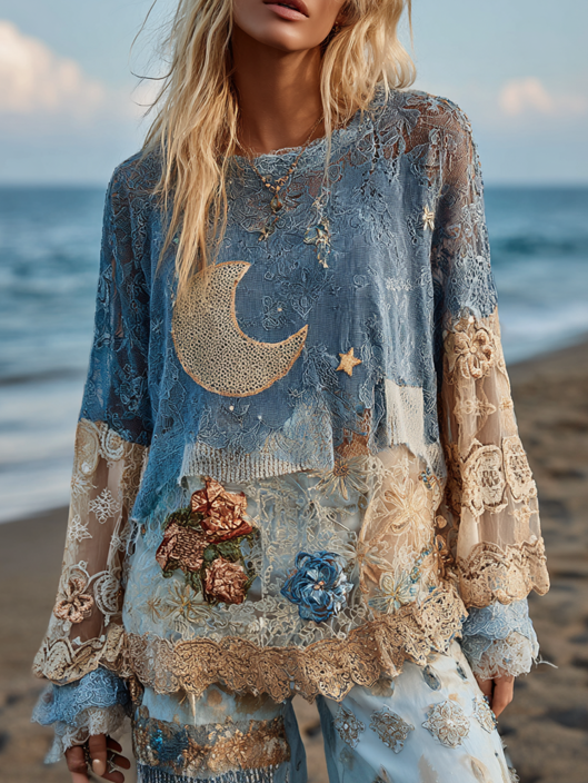 Seaside Stars and Moon Retro Top 8c57