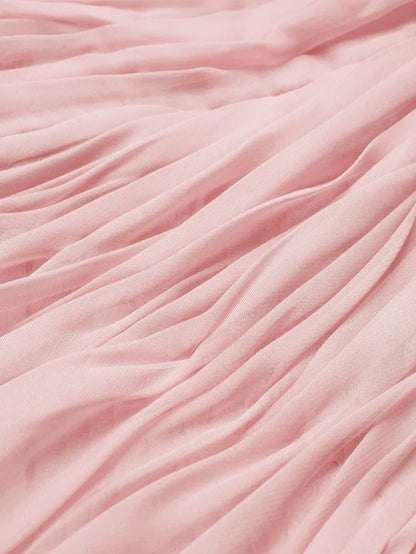 Pink Chiffon Removable 3D Floral Ruched Slit One Shoulder Sleeveless Sheath Gown Dress