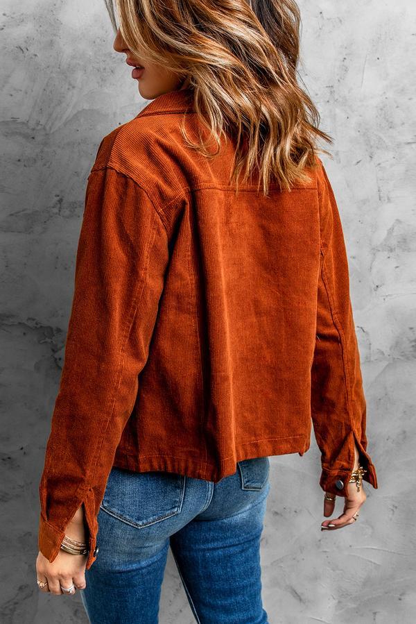 Corduroy Button-Down Jacket with Pocket