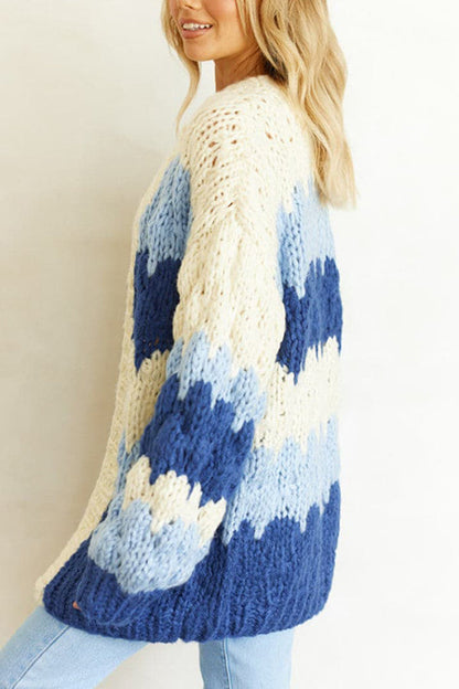 Blue Wave Gradient Knit Cardigan