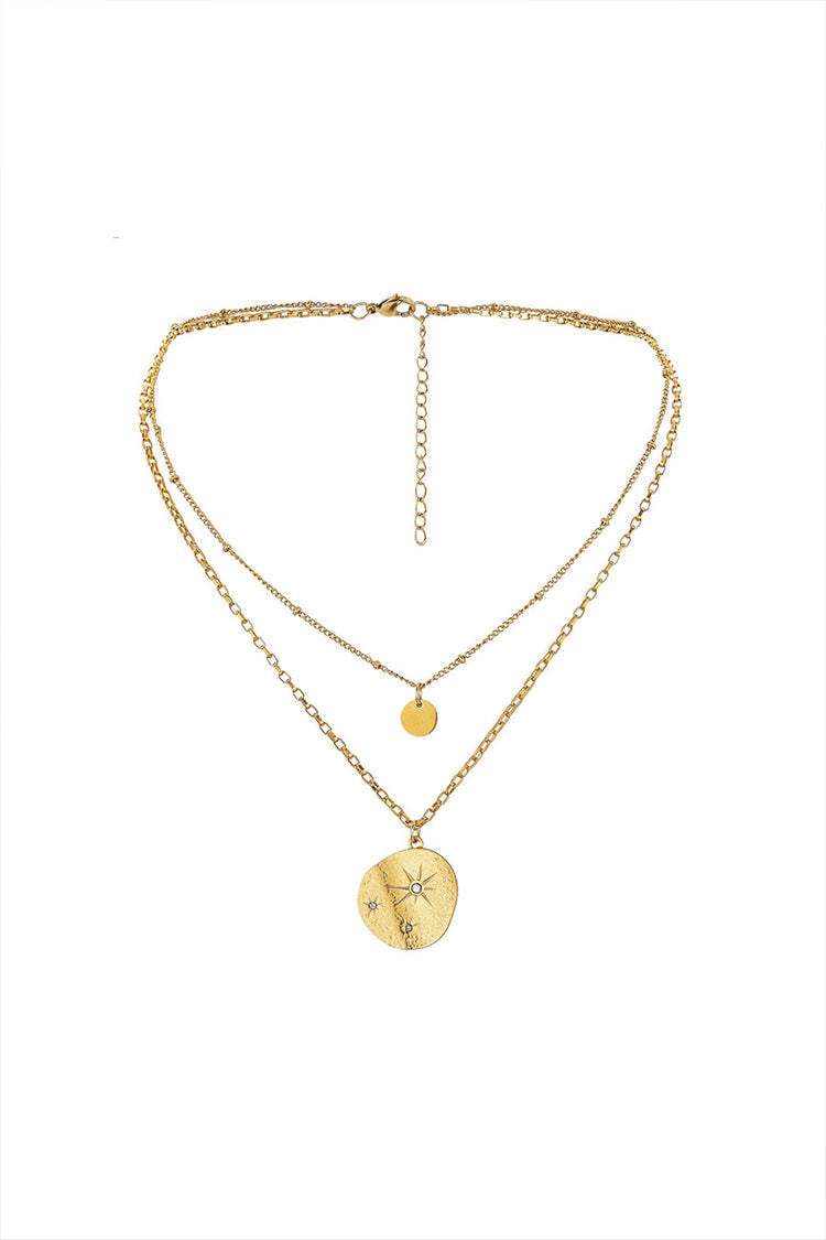 Double-Layer Circle Pendant Necklace