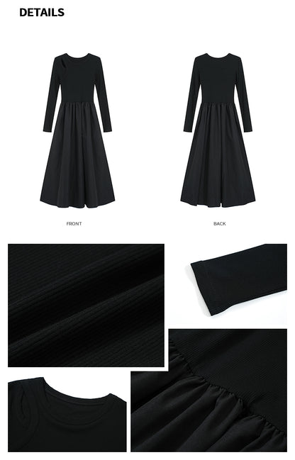Leisure Pockets Long Sleeve Long Dress