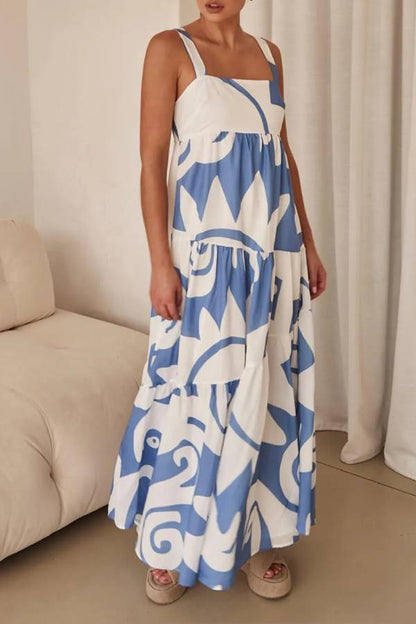 Bohemian Geometric Print Maxi Dress