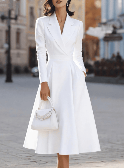 Women's Elegant V-Neck Fitted Waist Long Dress