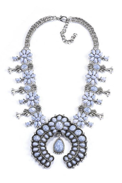 Multi-Color Navajo Squash Blossom Statement Necklace