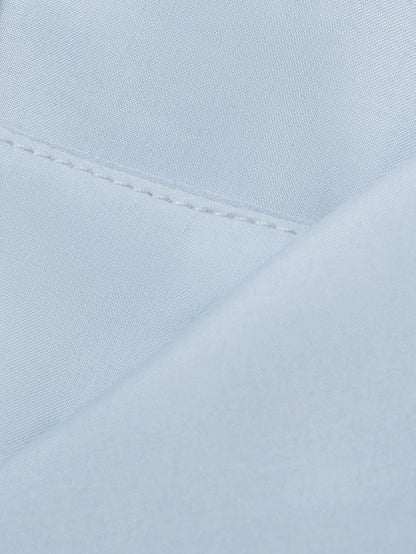 Light Blue Ruched Cotton Boat Neck Half Sleeve Sheath Midi Dress