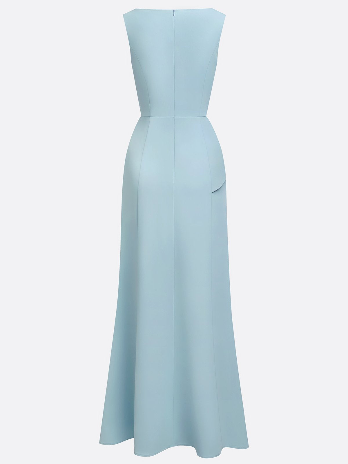 Light Blue 3D Floral Classic Boat Neck Sleeveless Sheath Gown Dress